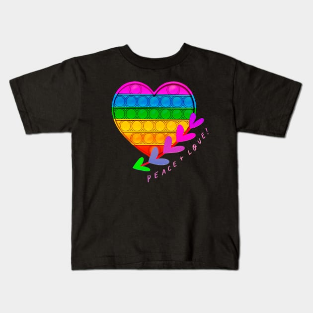 Peace + love! Pride day for a free and peaceful love. LGBTIQ+ pride Kids T-Shirt by Rebeldía Pura